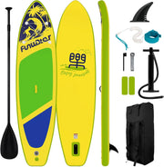 FunWater Inflatable Stand Up Paddle Board with Premium SUP Paddle Accessories, Non-Slip EVA Deck, 11'/10'6' Paddle