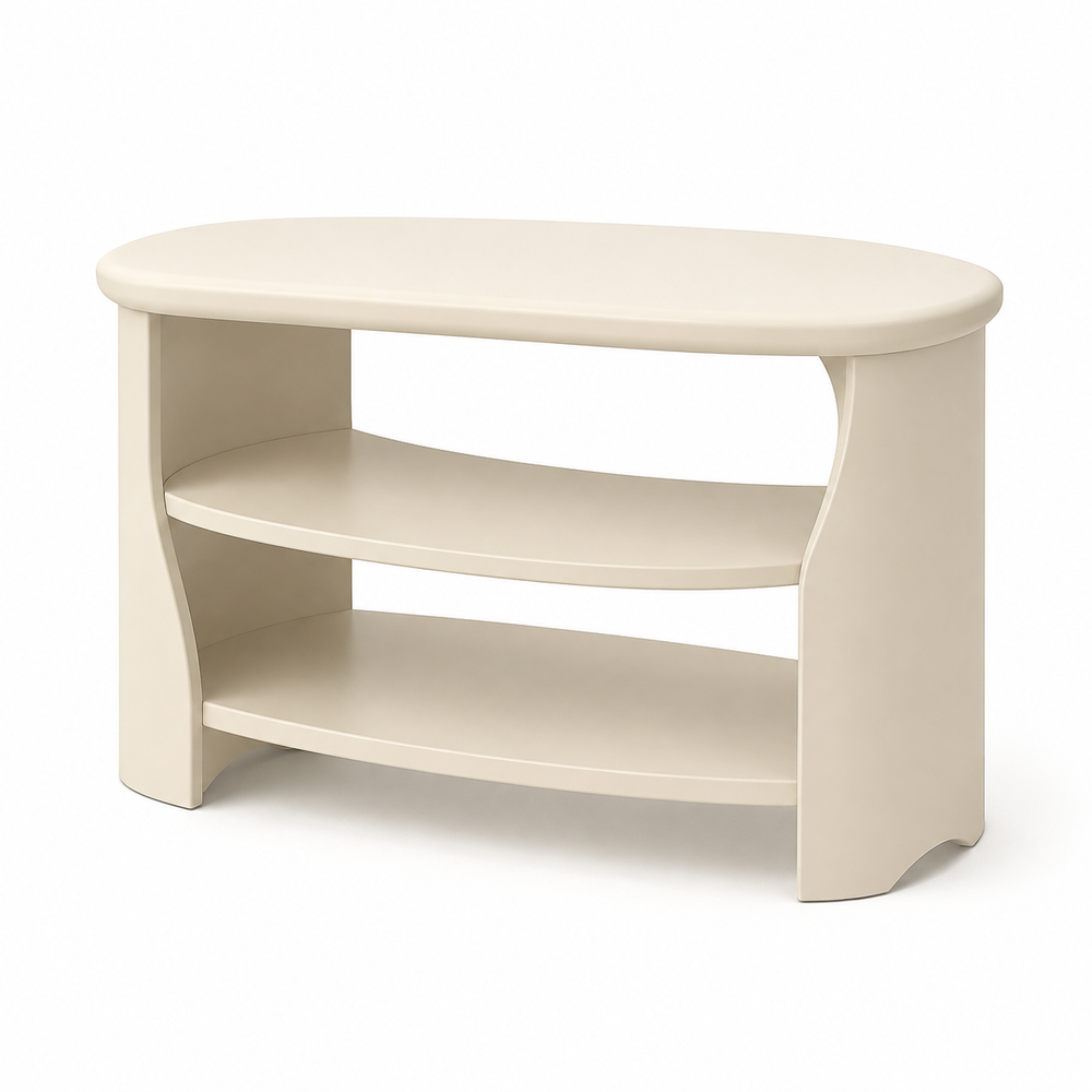 Crescent Two-Tier Shoe Bench - Soft Cream