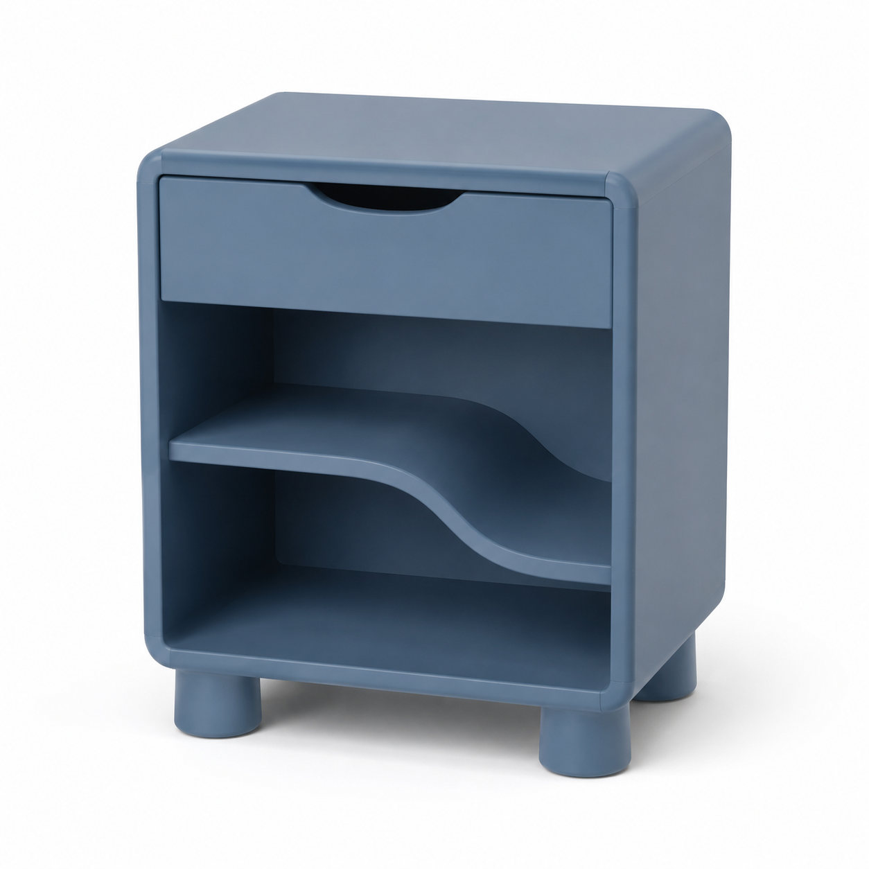Wave-Shelf Nightstand - Dusty Blue