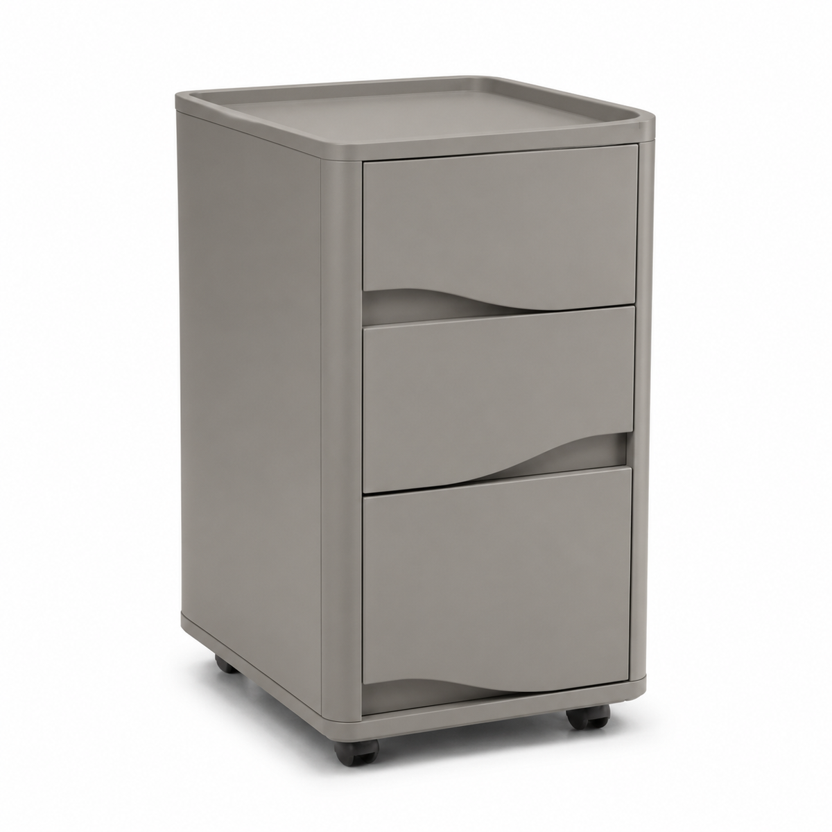 Ripple-Front Rolling Cabinet - Warm Gray