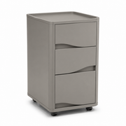 Ripple-Front Rolling Cabinet - Warm Gray