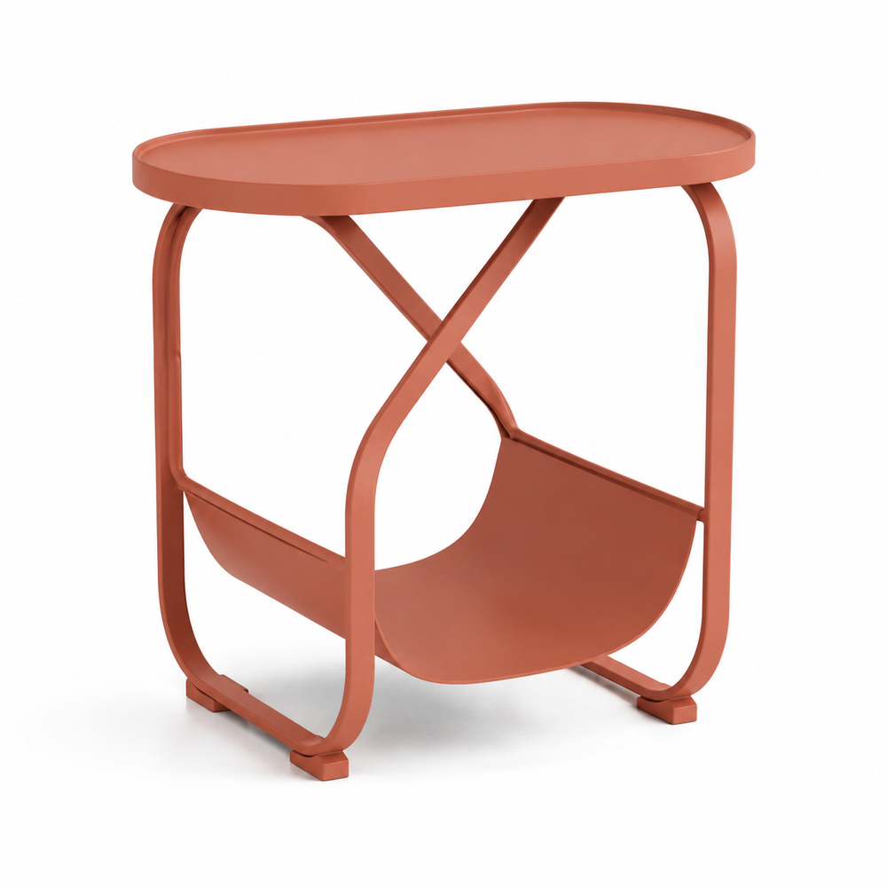 Loop-Rack Magazine Side Table - Terracotta