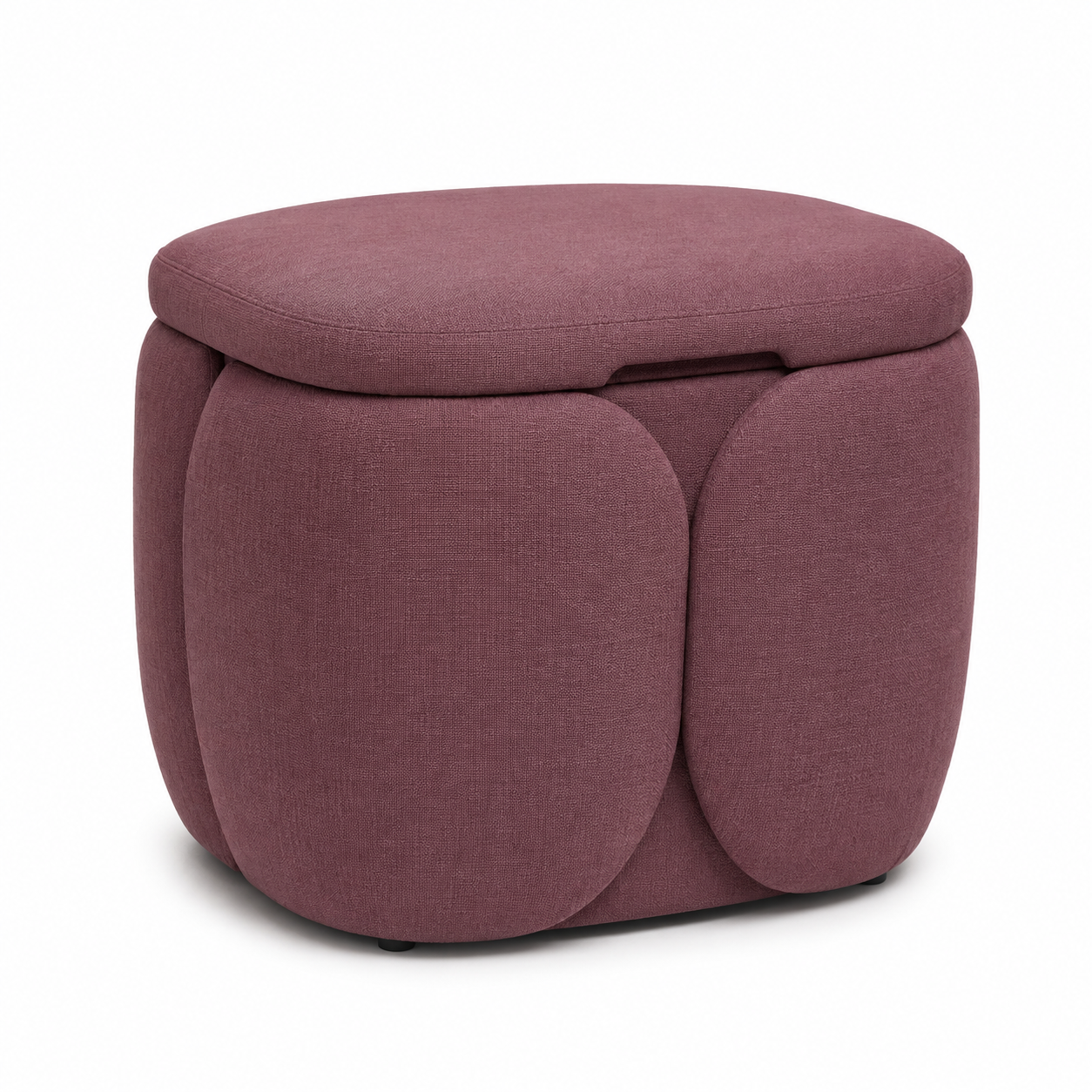 Petal-Panel Storage Ottoman - Deep Mauve