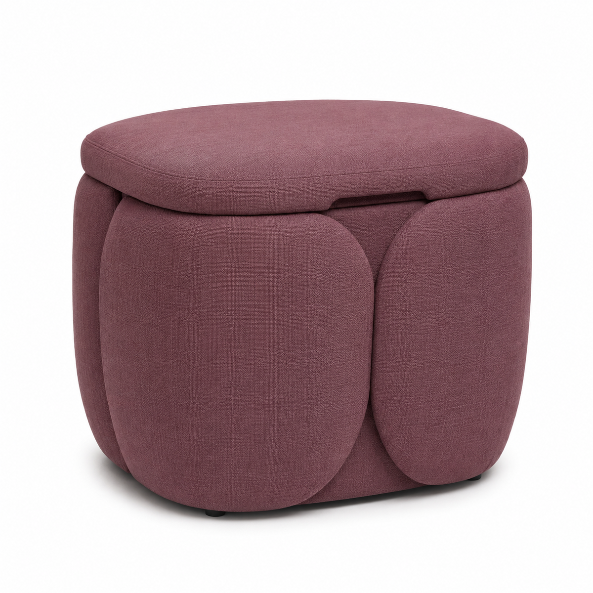 Petal-Panel Storage Ottoman - Deep Mauve