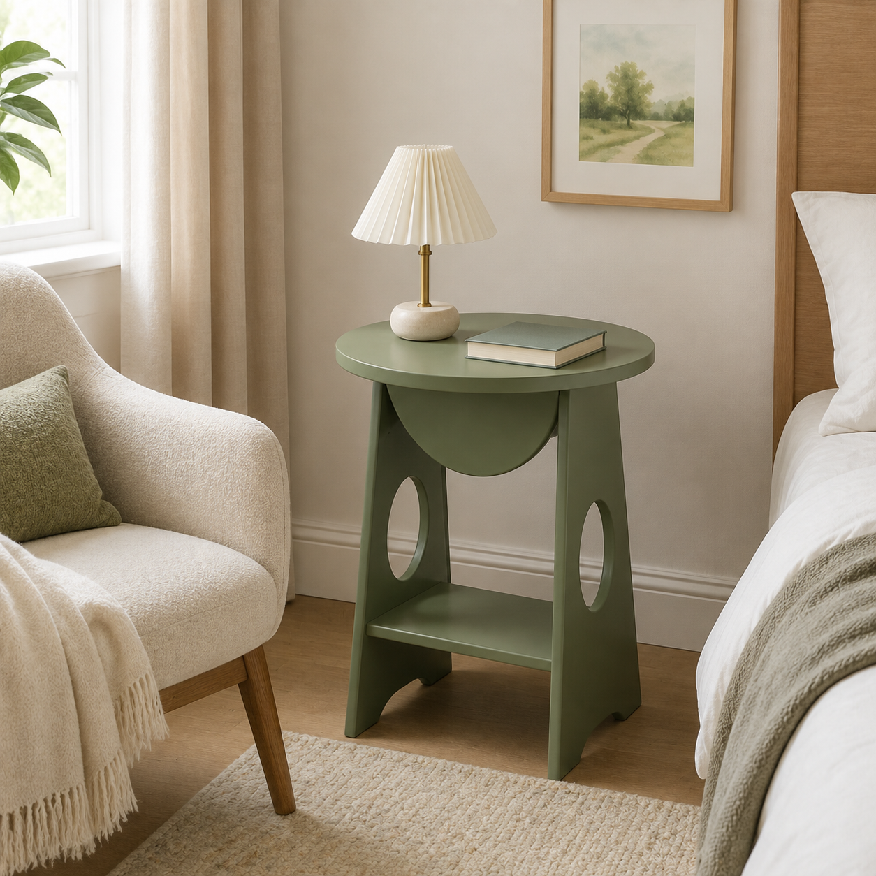 Half-Moon Flip Accent Table - Muted Sage