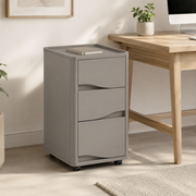 Ripple-Front Rolling Cabinet - Warm Gray