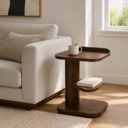 Pivot-Ledge Compact Side Table - Walnut Brown