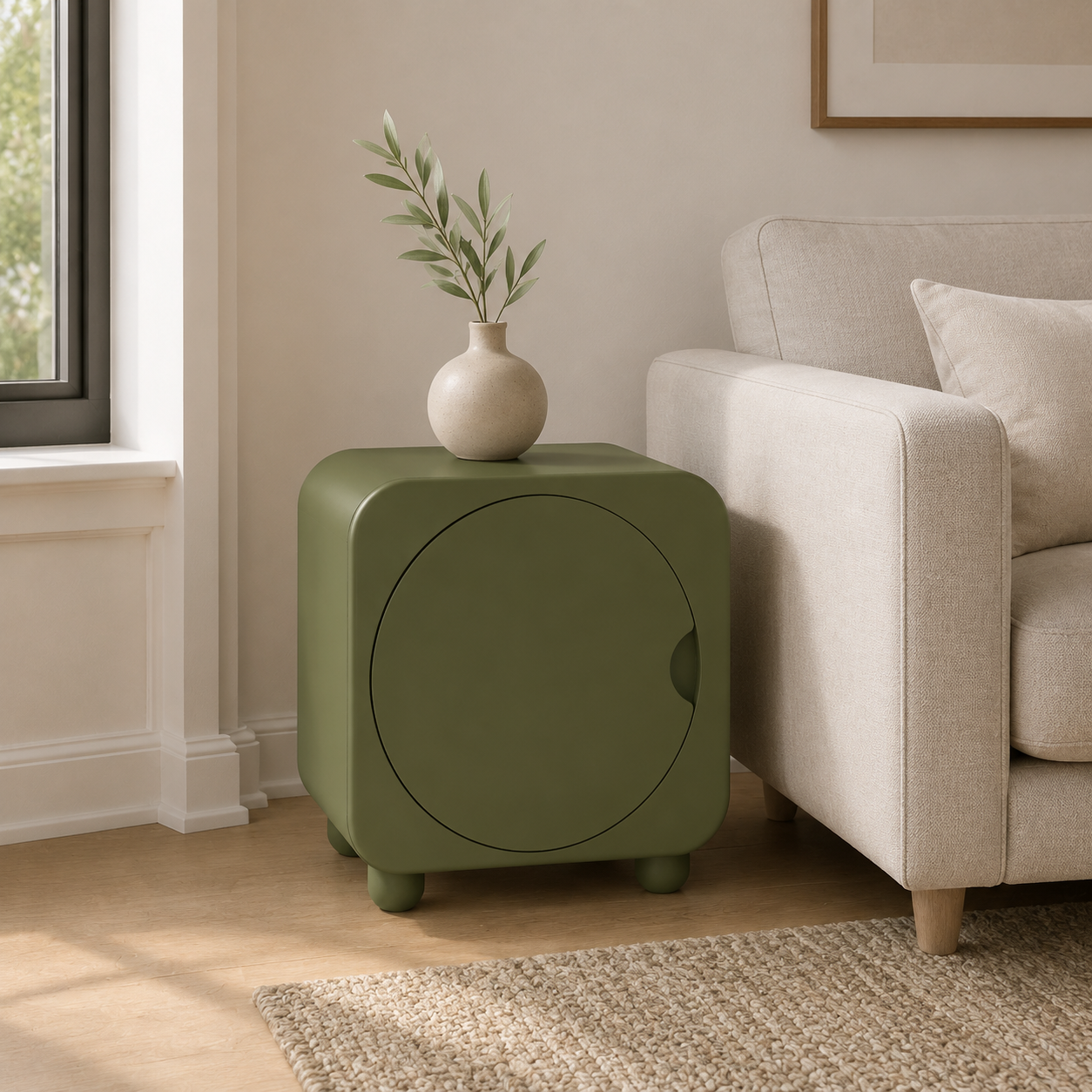Orbit-Door Compact Storage Cabinet - Olive Green