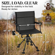Danrelax 360 Silent Camo Hunting Blind Chair, Armrests, Side Pouch, Telescopic Legs