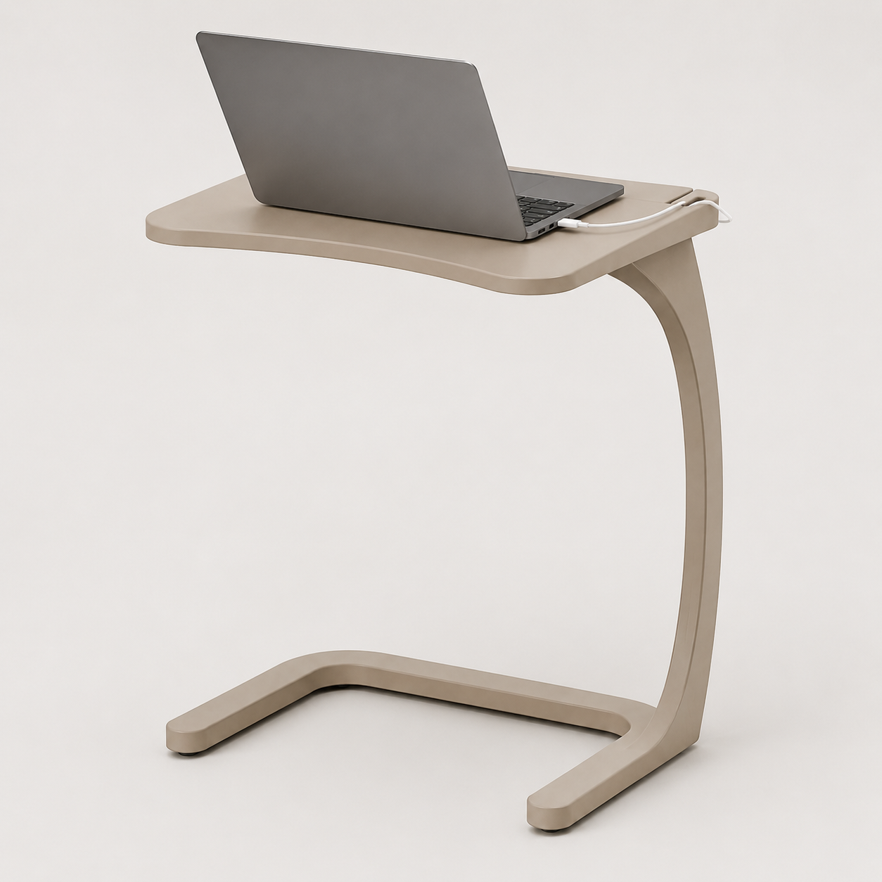 Arc-Base C-Shaped Laptop Table - Sand Beige