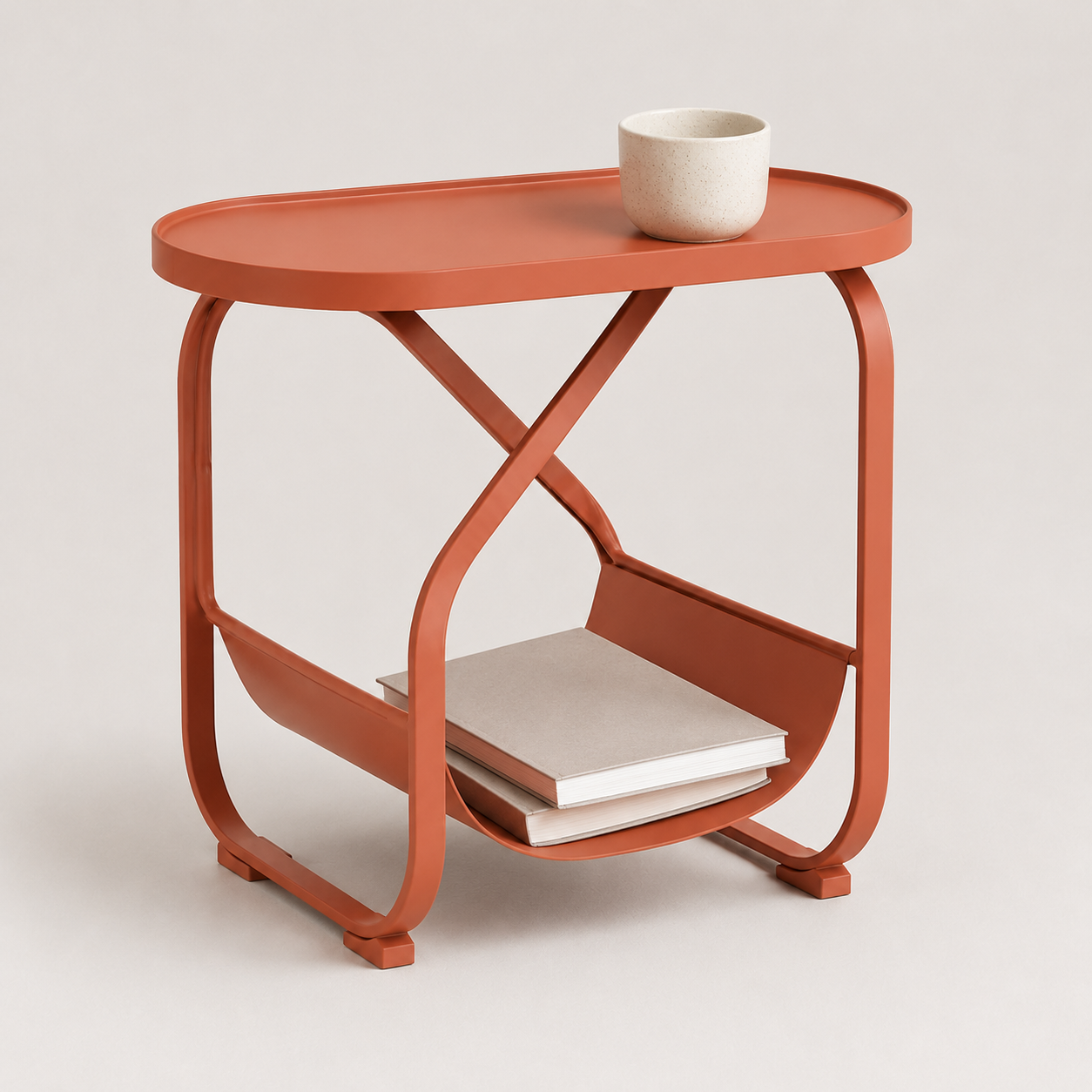 Loop-Rack Magazine Side Table - Terracotta