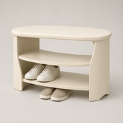 Crescent Two-Tier Shoe Bench - Soft Cream
