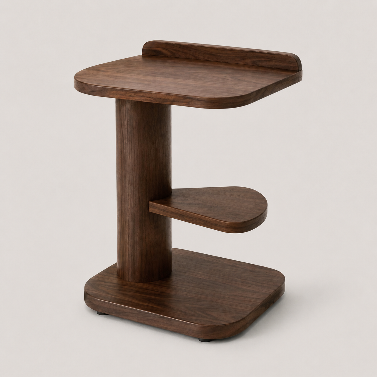 Pivot-Ledge Compact Side Table - Walnut Brown