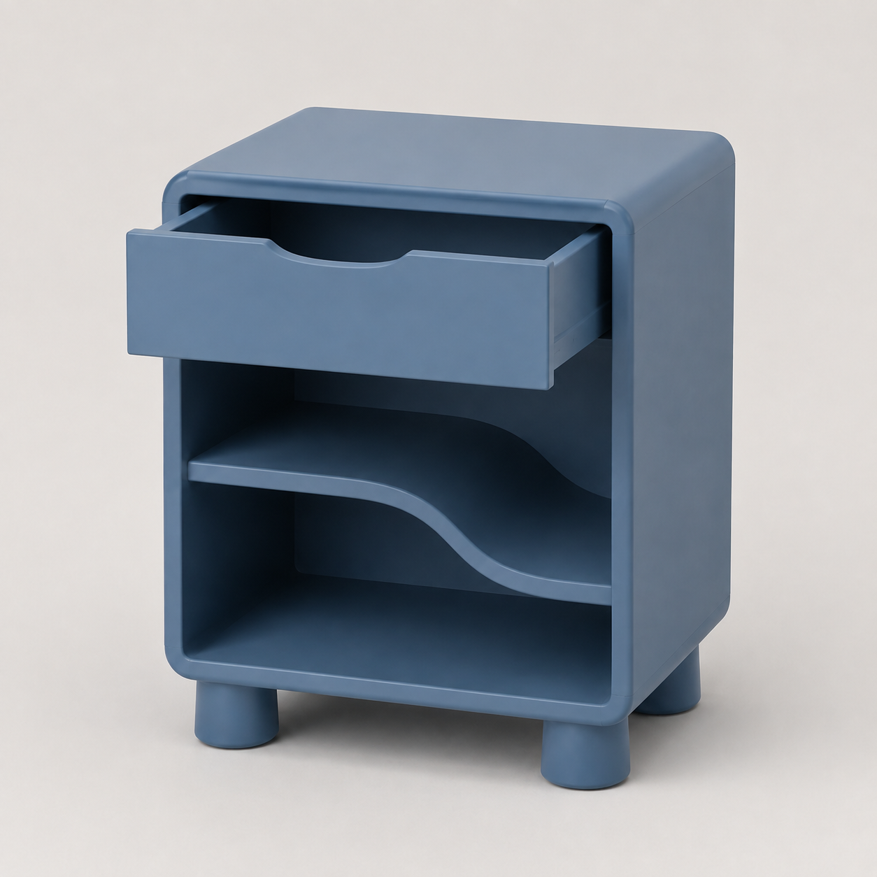 Wave-Shelf Nightstand - Dusty Blue