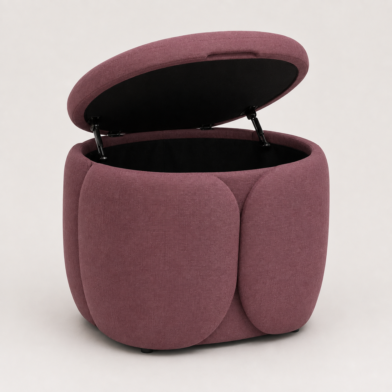 Petal-Panel Storage Ottoman - Deep Mauve