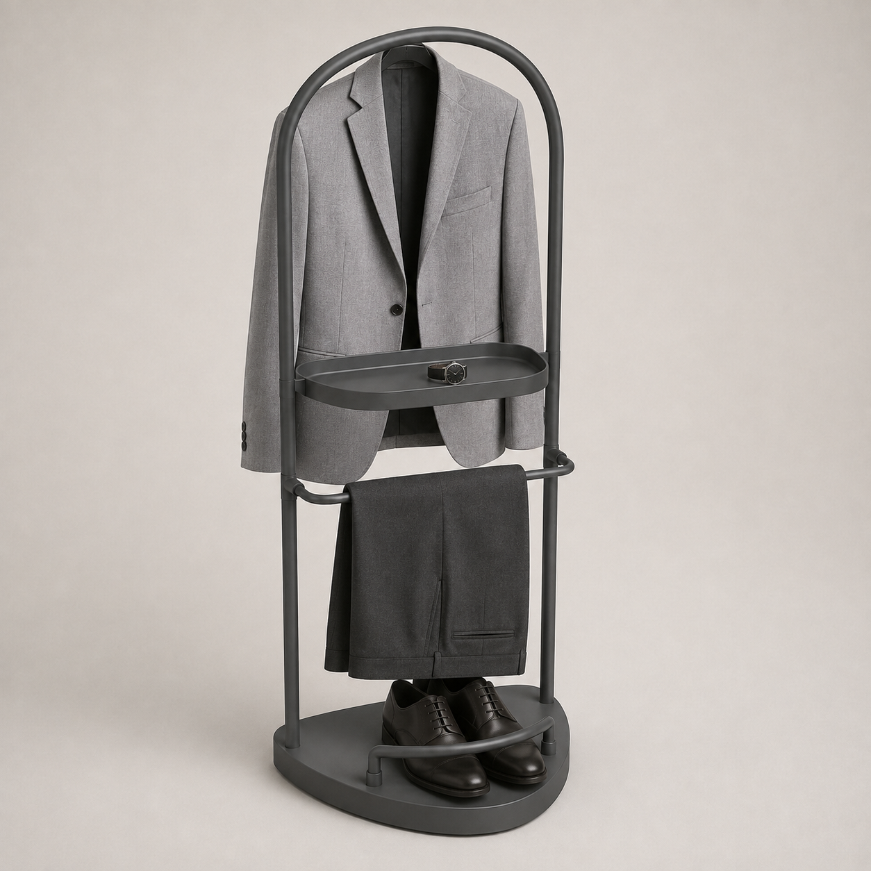 Halo Bedroom Valet Stand - Charcoal