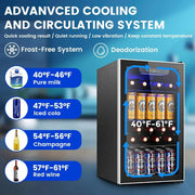 Mini Fridge 130 Can Beverage Refrigerator Cooler, 3.2 Cu.Ft Drink Fridge for Soda Wine Beer, Adjustable Temperature Control for Home Office, Black