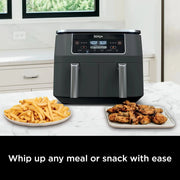 Ninja Foodi 10QT 6-in-1 DualZone Smart XL Air Fryer, 2 Independent 5QT Baskets, Smart Cook Thermometer, Match Cook, Smart Finish, Air Fry, Roast, Bake, Dehydrate, Reheat, Grey, DZ550