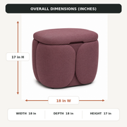 Petal-Panel Storage Ottoman - Deep Mauve