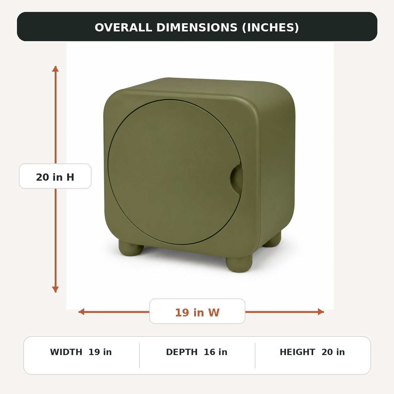 Orbit-Door Compact Storage Cabinet - Olive Green
