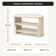 Crescent Two-Tier Shoe Bench - Soft Cream