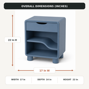 Wave-Shelf Nightstand - Dusty Blue