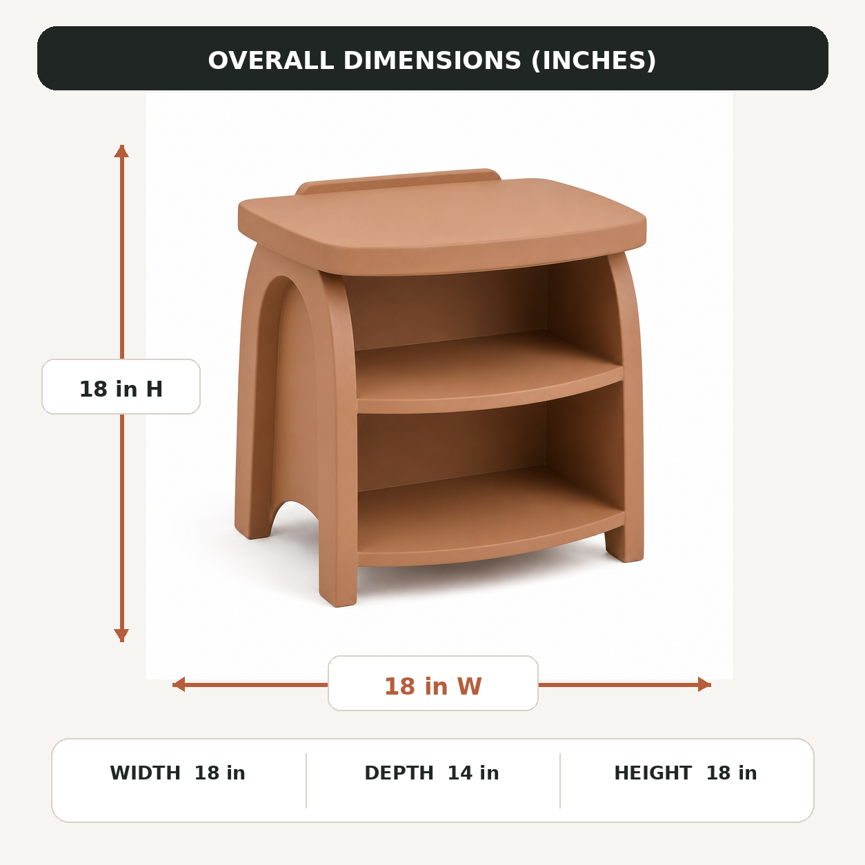 Arch-Stack Storage Stool - Muted Clay