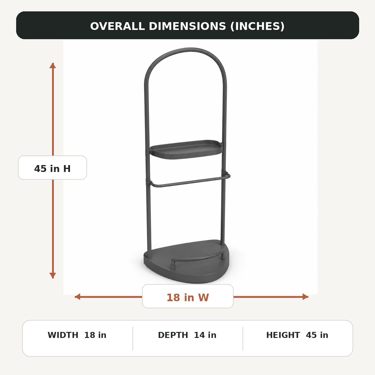 Halo Bedroom Valet Stand - Charcoal