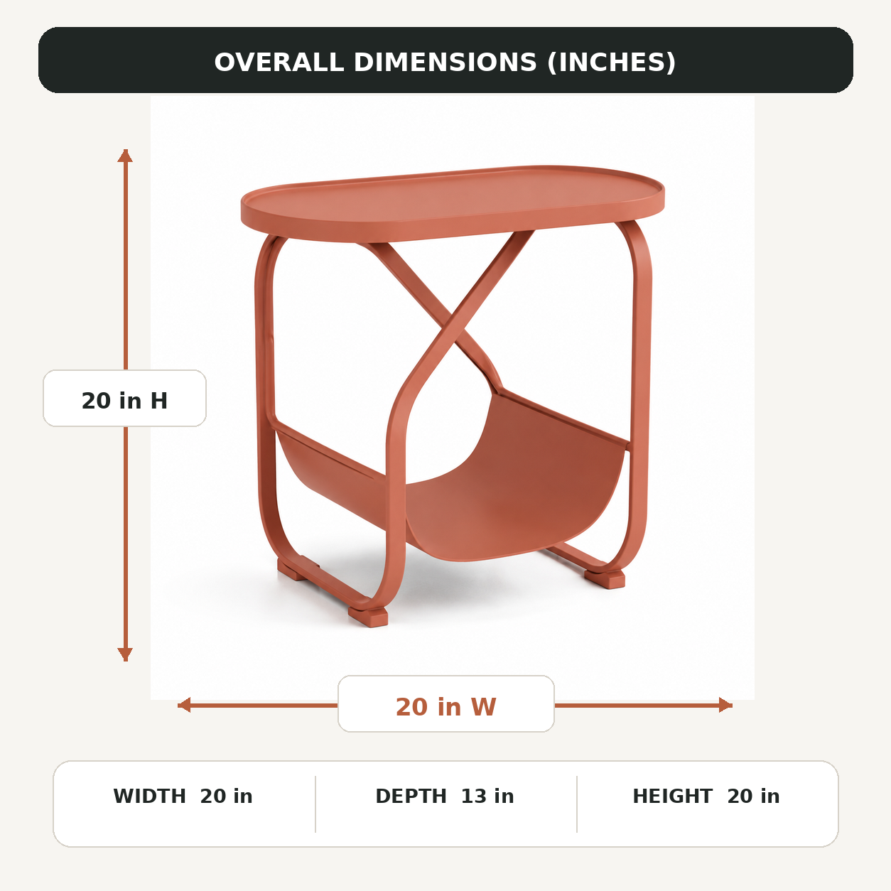 Loop-Rack Magazine Side Table - Terracotta