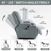 Lazy Boy Power Lift Recliner Chair, Modern Single Motor Massage Sofa Chair with Lumbar Heating, USB Charging Port, Cup Holders