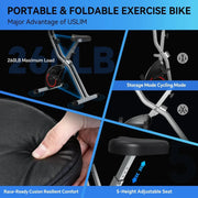 Foldable Exercise Bike Stationary Bikes for Home, 5 IN 1 Indoor Workout Bike, Cycling Bike with 16-Level Quiet Magnetic Resistance, 6.6 LBS Flywheel and 300LBS Capacity, 2025 Designed 817 X-bike