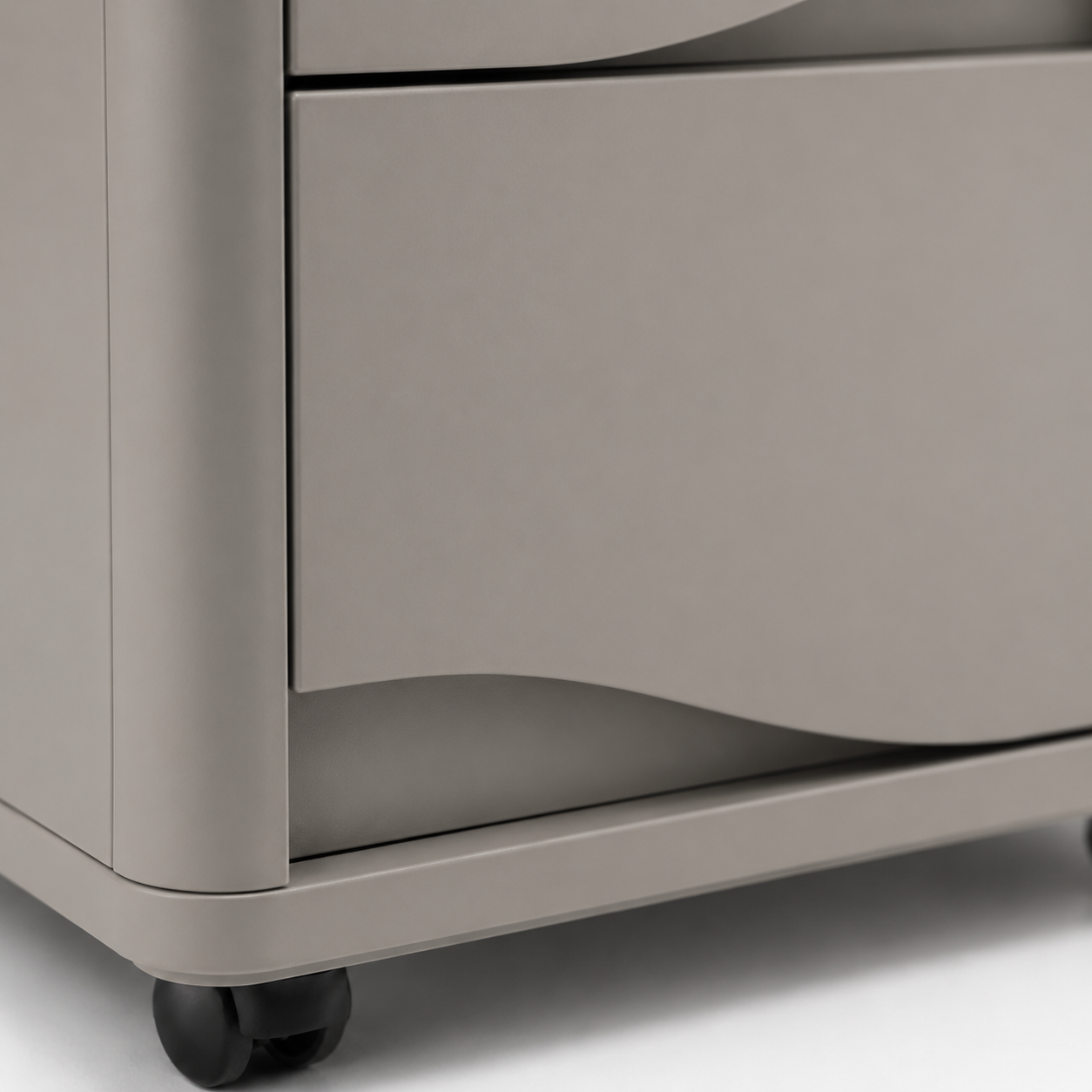 Ripple-Front Rolling Cabinet - Warm Gray
