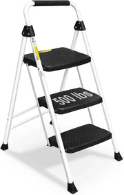 SocTone 3 Step Ladder, Folding Step Stool for Adults with Handle, Lightweight