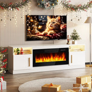 Bossin 70 Fireplace TV Stand with 36 Electric Fireplace, TV Stand for TVs Up to 80, 16 Colors LED Lights/Entertainment Center