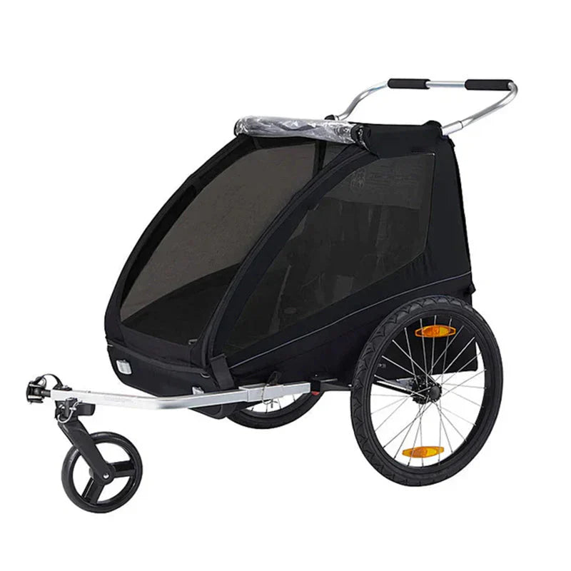 2-Seat Bicycle Trailer and Stroller – Black