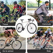 WEIZE Road Bike, 700C Wheel City Commuter Bicycle, Shimano 14 Speed Drop Bar, Racing Adult Bike with Caliper Brakes, High-Carbon Steel Hybrid Bikes