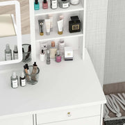 White Makeup Vanity Set with LED Mirror and Stool - 39.4" Wide