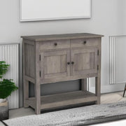 HOSTACK Farmhouse Console Table with 2-Door Cabinet & 2 Drawers, Coffee Bar, Entryway Table with Storage Shelf, Sofa Tables Buffet Sideboard for Kitchen, Hallway, Dining, Living Room, Rustic Brown