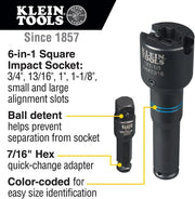 Single-Ended Impact Socket, Made in USA, Three Square Socket Sizes: 3/4-, 1-, and 1-1/8-Inch