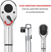 1-Inch Drive Click Torque Wrench, Dual-Scale Adjustable Torque Wrench Set with a Hex Key 200-1000ft.lb / 271-1356.7Nm