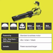 2025 40V Brushless 20 in. Walk Behind Self Propelled Mower String Trimmer Leaf Blower with (2) Batteries and (2) Chargers