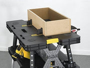 Keter C 197283 Folding Table Work Bench for Miter Saw Stand, Woodworking Tools and Accessories with Included 12 Inch Wood Clamps C Easy Garage Storage Black/Yellow
