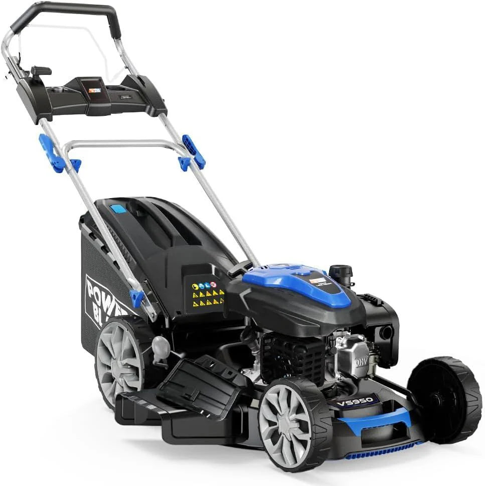 PowerBlade VS950 200cc Self-Propelled Petrol Lawn Mower with Electric Start, 7 Adjustable Heights, Steel Deck & Wash Port