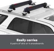 Yakima, PowderHound 6 Ski & Snowboard Mount, Fits Up to 6 Pairs of Skis or 4 Snowboards, Rides Quietly, Fits Most Roof Racks, Black