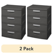 Sterilite 4 Drawer Unit, Durable Plastic Storage Solution for Garages and Basements, Dark Gray