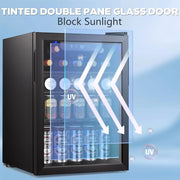Mini Fridge 130 Can Beverage Refrigerator Cooler, 3.2 Cu.Ft Drink Fridge for Soda Wine Beer, Adjustable Temperature Control for Home Office, Black