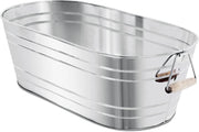 Steel Galvanized Beverage Tub with Stand and Drip Pan Tray - Oval Shape (Large Size) by MG Decor - Madhu Collection