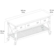Building Products 72 in. 3-Drawers Rolling Industrial Workbench and Wood Top