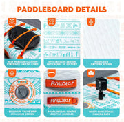 FunWater Inflatable Stand Up Paddle Board with Premium SUP Paddle Accessories, Non-Slip EVA Deck, 11'/10'6' Paddle