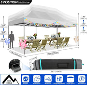 COBIZI 10x20 Heavy Duty Pop up Canopy Tent with 6 sidewalls Easy Up Commercial Outdoor Canopy Wedding Party Tents for Parties All Season Wind & Waterproof Gazebo with Roller Bag,Black(Frame Thickened)